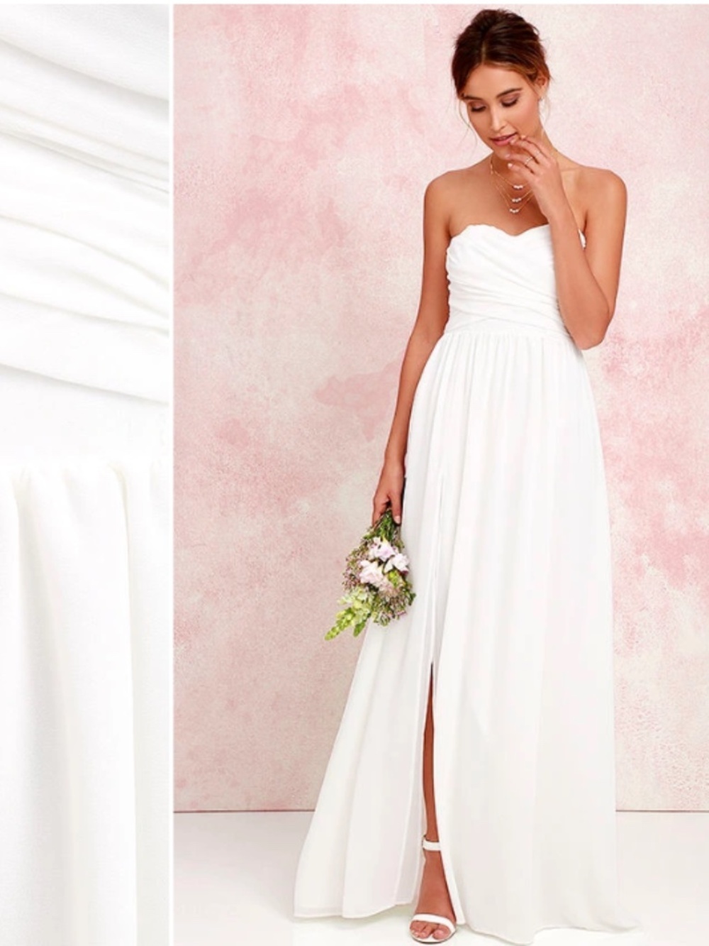 LULU's Sexy Romantic Bridal Flowy Romantic Chic Minimalist Beach Wedding Gown